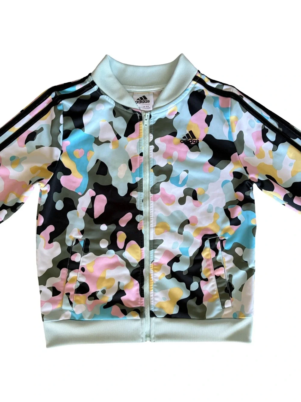 Adidas Girls Pastel Camo Track Jacket Multicolor Size Medium 10/12
